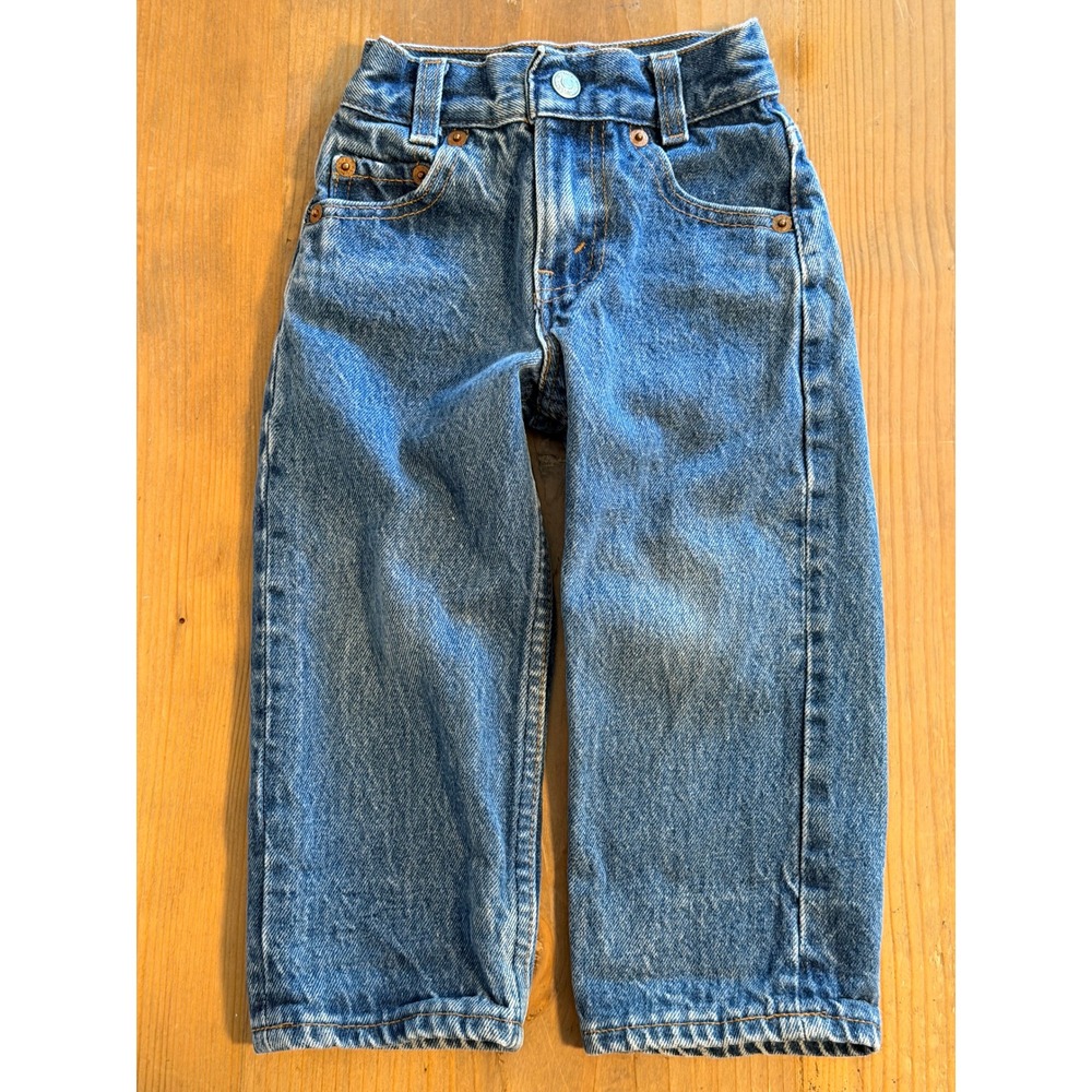 Vintage Levis 302 0117 Kids Jeans 17x12.5 Medium Wash Denim Straight Leg 1985 2T